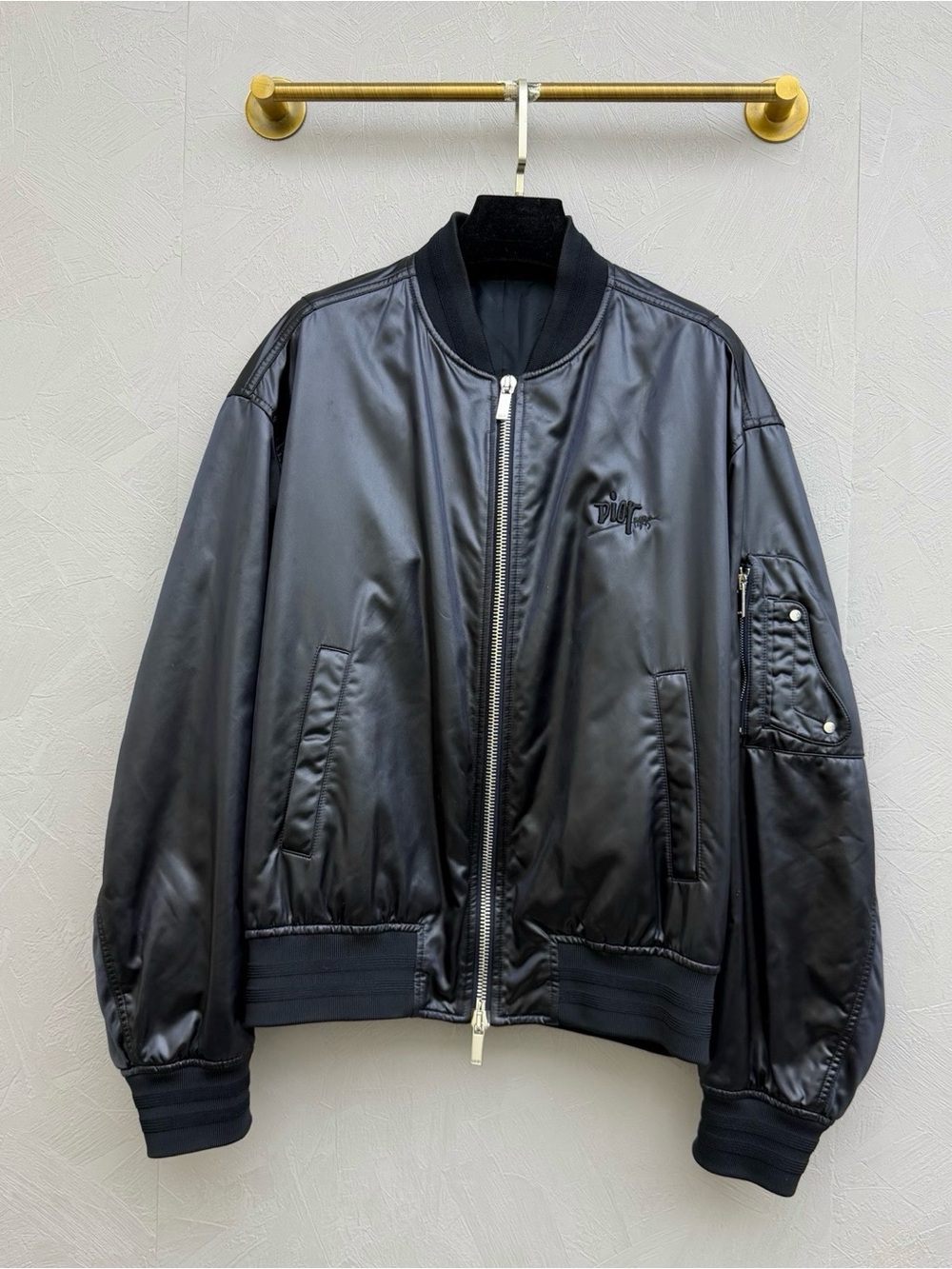 🚩steal Dior Black Shiny Bomber Jacket